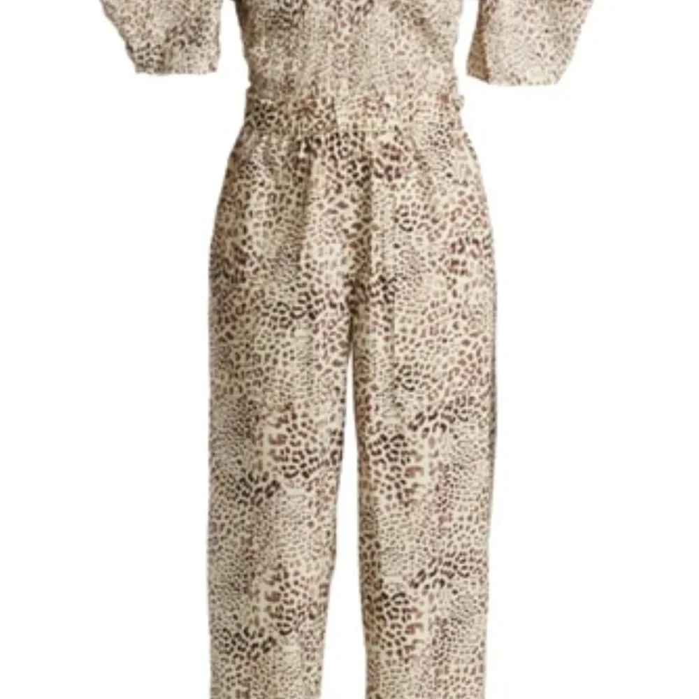 Sea Calla Women's Cheetah Print Smocked‎ Waist Jumpsuit Size 6 Animal Print